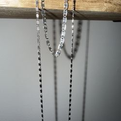 22 inch 2mm White gold filled Valentino, 7inch 3.2mm Diamond cut solid Valentino