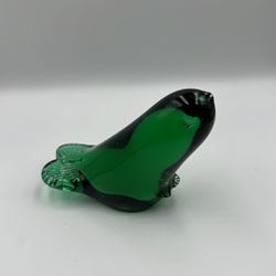 Green Art Glass Seal Figurine