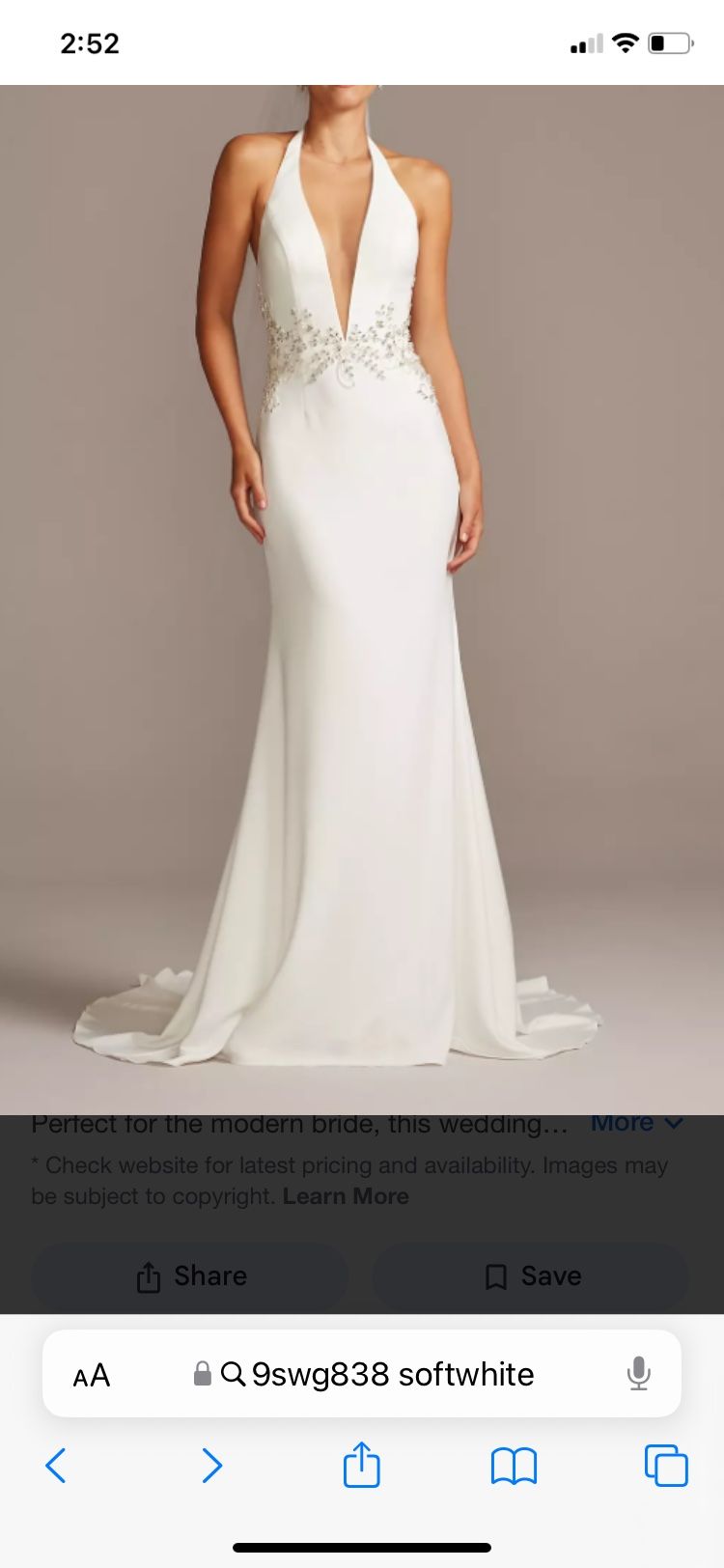 Halter Wedding Gown Size 16