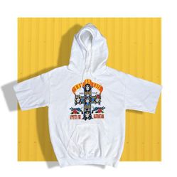 NEW Guns and Roses GNR Retro logo Men Size M White Short Sleeve Hoodie