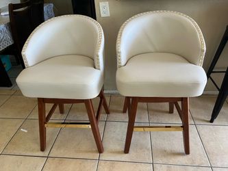 26.6"/30.3" Solid Wood Swivel Counter Height Bar Height Bar Stools Upholstered Barstools