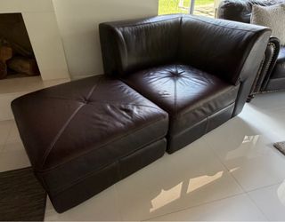 Leather Sectional and Ottoman