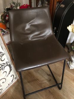 2 Brown Faux Leather Bar Stools