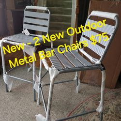 New - Set Of 2 Metal Patio Bar Chairs $75