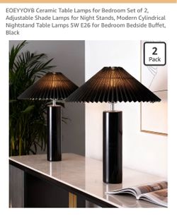 EOEYYOYB Black Ceramic Table Lamps Set of 2