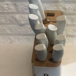 Beautiful 10 Piece Stainless Steel Knife with stand Block Set, Soft-Grip Handles White Icing by Drew Barrymore