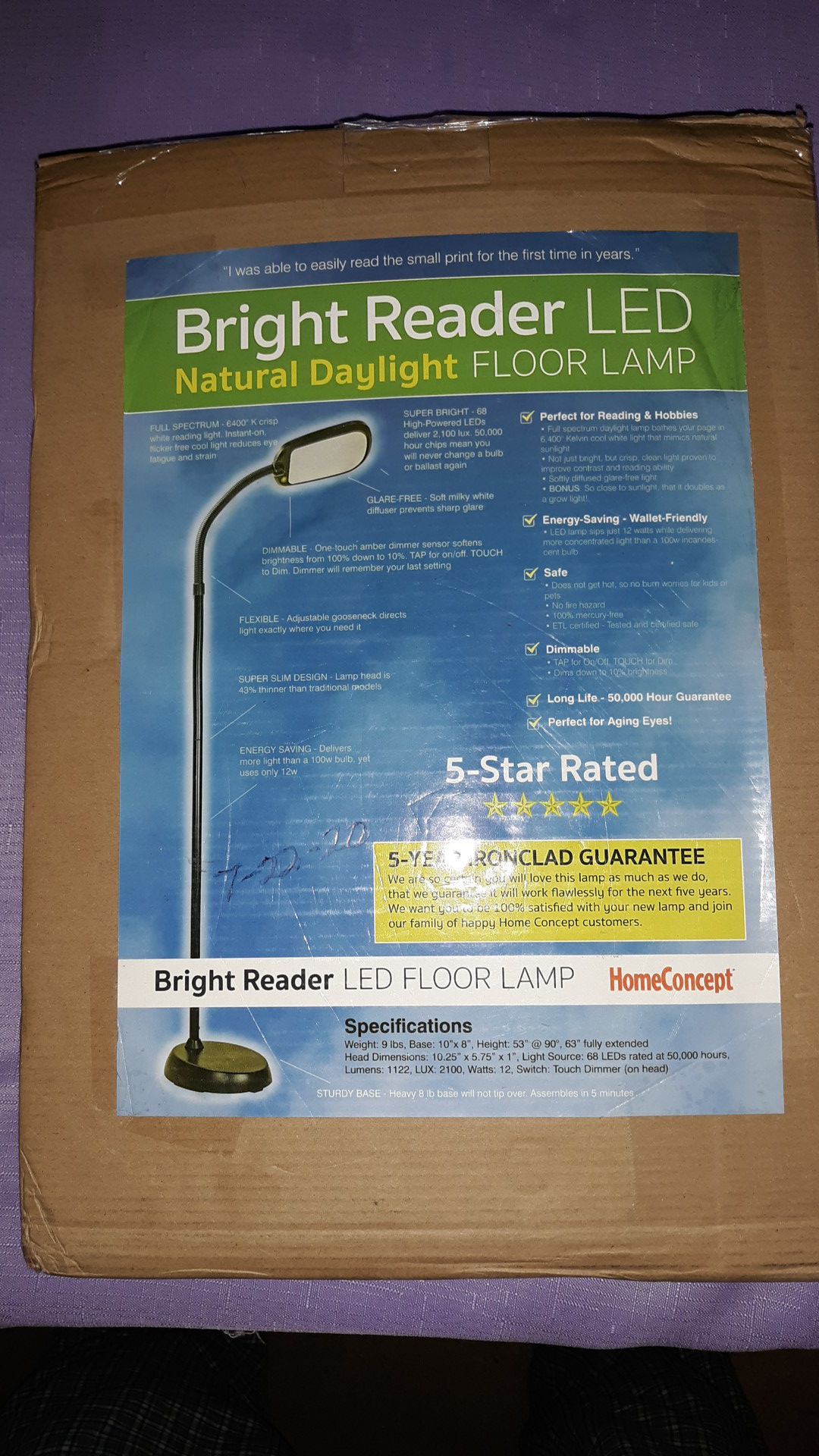 Bright Reader LED Floor Lamp Item #LED101GY