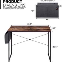 32" Computer Writing Desk, Sturdy Home Office Table, Work Desk with Storage Bag