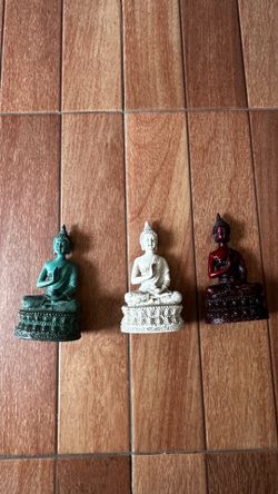 Thai sitting Buddha statue set of 3 figurine metaphysical home decor