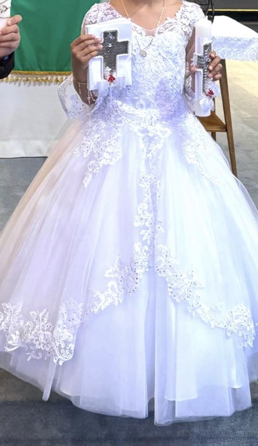 Vestido Blanco Para Primera Comunión Size 6