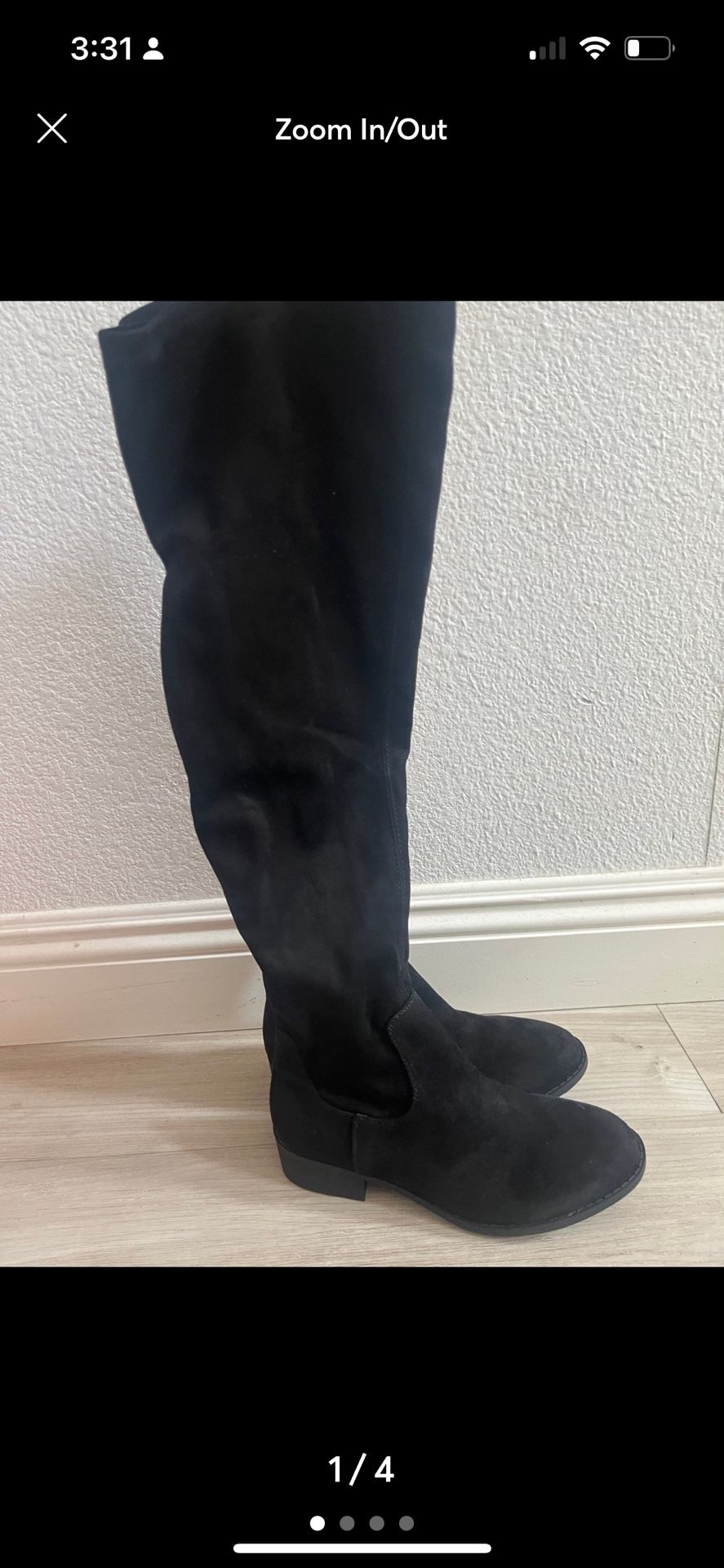 Black Knee High Suede Boots