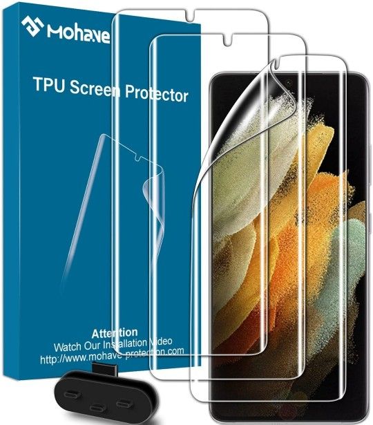 3 Pack Premium Samsung Galaxy S21 Ultra Screen Protector,Flexible TPU Protector Film for S21 Ultra 5G(6.8inch) ,【Support Fingerprint Unlocking