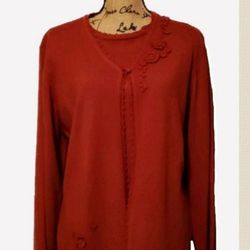 Sag Harbour Mock Cardigan Crimson Red  L
