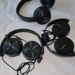 Used 3 Pair Sony Headphones Black