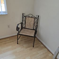 Wrought Iron & Wood Oversized Chair 