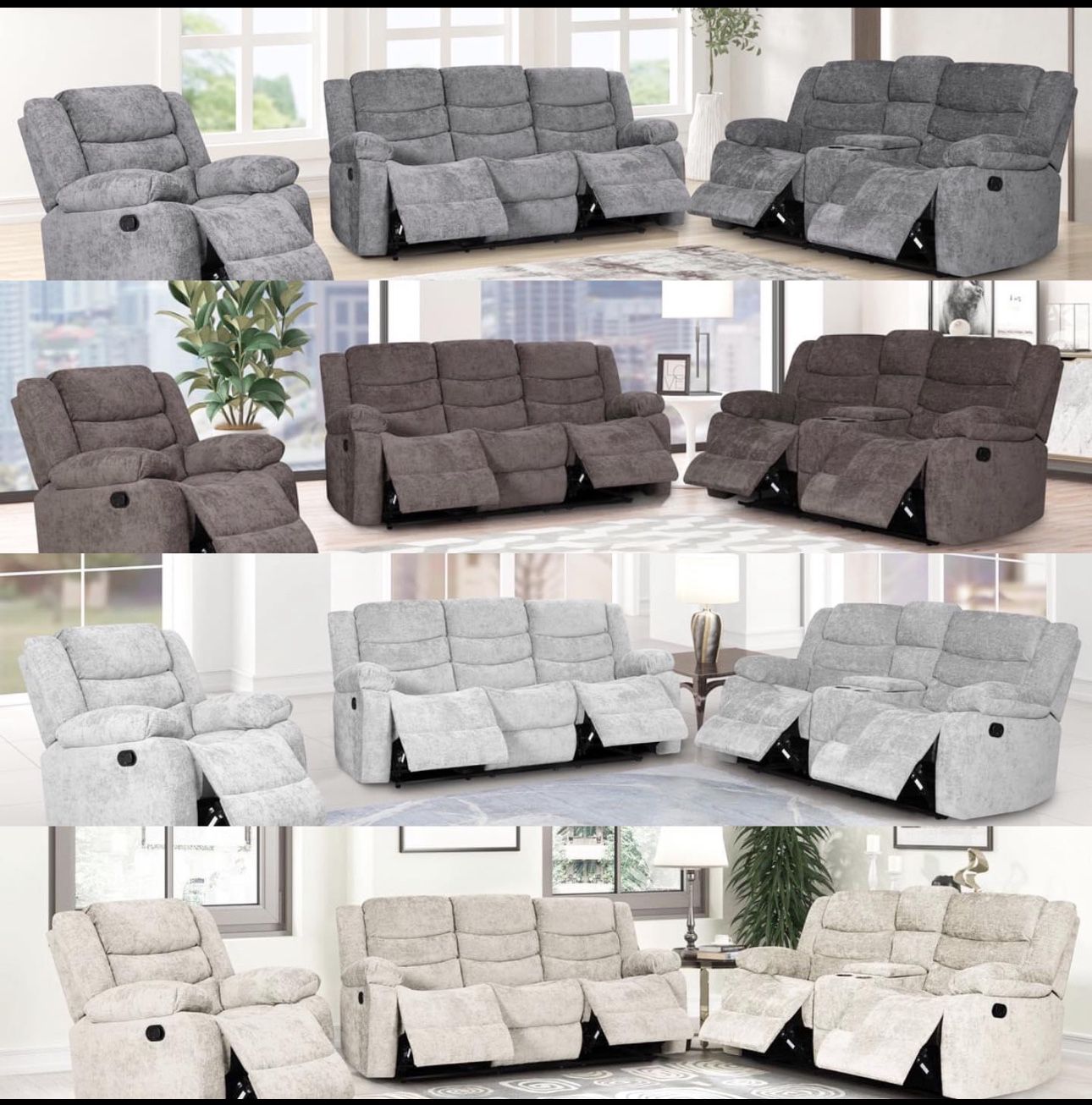NEW 3pc RECLINING SOFA LOVESEAT WITH RECLINER ONLINE SPECIAL ONLY 