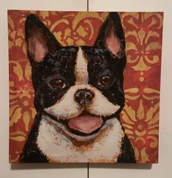 French Bulldog Boston Terrier Dog Pet Canvas Art Artwork 16” X 16”