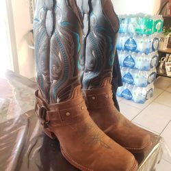 Womens Square Toed Leather Boots