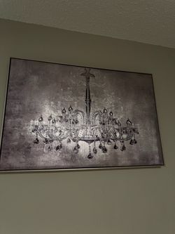 Chandelier Canvas Wall Art Silver Frame