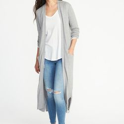 Old Navy Long Open Front Gray Duster 