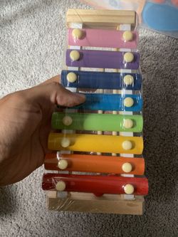 Kids music instruments in wood