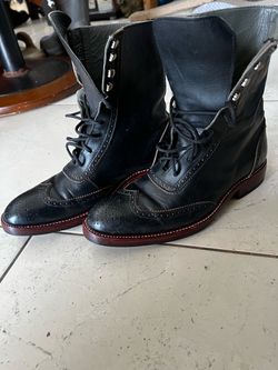 leather brogue wingtip boots