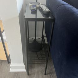 Black Glass/Metal Rectangular Side Table