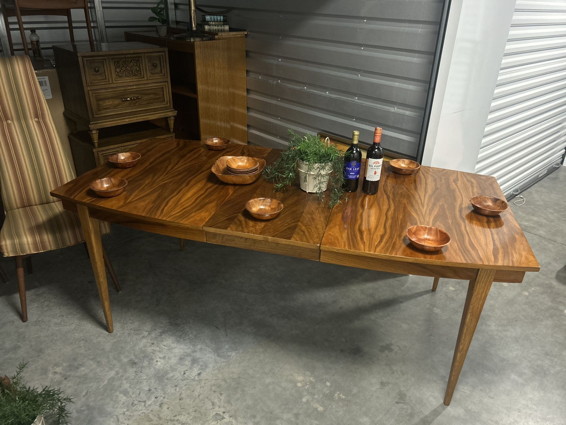 Mid Century Walnut Dining Table with Leaf