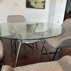 Mid-century Modern Glass Dining Table