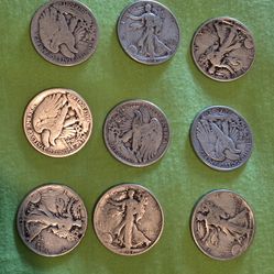10 Silver Walking Liberty Half Dollars
