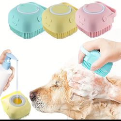 2pc Dog Bath Brush, Soft Silicone Massage Brush 