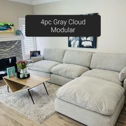 Gray Cloud Modular Sectional Couch Sofa 