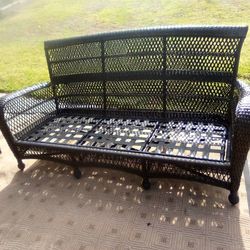 Brown Wicker Set Chairs,Sofa, Ottoman 