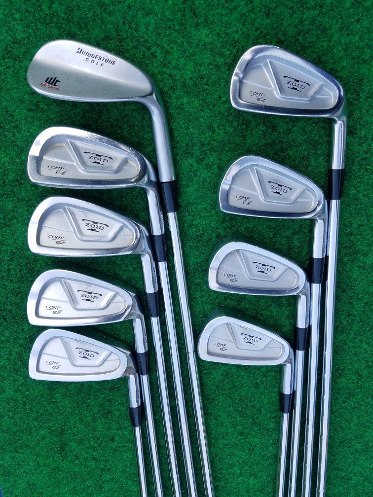Mizuno Forged Irons 3i-PW + Bridgestone 52° Wedge, +1" Stiff Flex