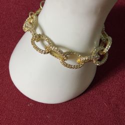 J. CREW Chainlink Bracelet with pavé crystals
