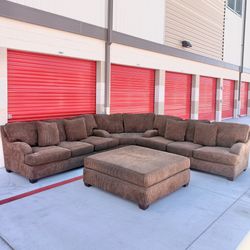 Oversized chocolate corduroy sectional