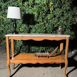 Vintage French Provincial style console table with a marble 