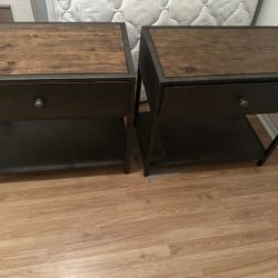 Pottery Barn Rustic Reclaimed Wood And Metal Side Tables