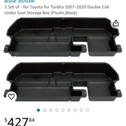 2 Set of - for Toyota for Tundra 2007-2020 Double Cab Under Seat Storage Box (Plastic, Black)