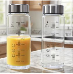 6oz Glass Juice Bottles - 4 Pack Wide Mouth Glass Bottles with Lids- BPA Free, Borosilicate Stainless Steel Lids for Juicing, Smoothies, Infused Water