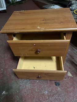 Wood 2-Drawer Nightstand