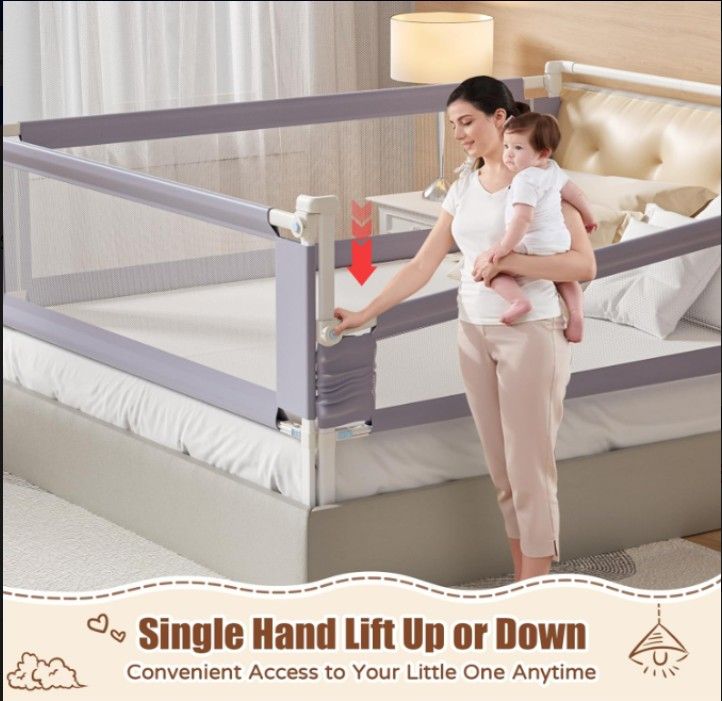 3-Piece King Size Toddler Bed Rail Guard – Adjustable Safety Rails with Lock !!!!