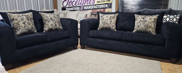 Dark Navy Sofa and Loveseat Set