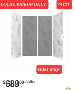 ➿️ 30"W x84"H Glue-Up Alcove Side Shower Wall Set,Solid Composite Stone Carrara #4121