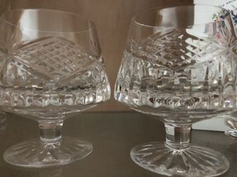 2 crystal brandy glasses