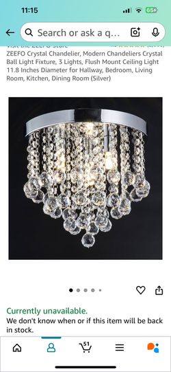 Crystal Three lights Chandelier Flush mount ceiling 