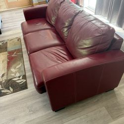 Red Leather Sofa