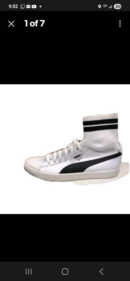 Puma Clyde Mens Shoe 11.5 black white sneaker Basketball (contact info removed)2-02 Socks NYC