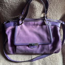 B Makowski Purple Embossed Leather Satchel  Bag