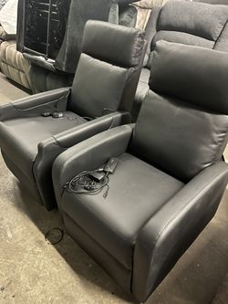 2 New Black Recliners With Massage &Heat $200 each
